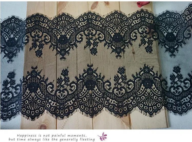 3M/Lot White Black 37cm Wide Eyelash Bilateral Lace Trim DIY Fabric Wedding Dress Curtain Clothing Accessories | Дом и сад
