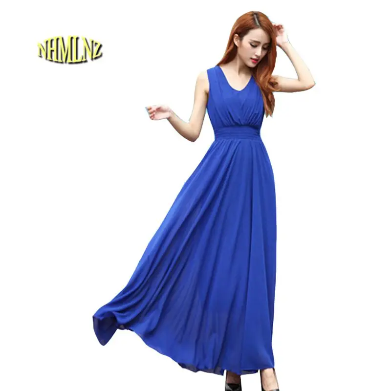 2020 летнее Новое модное женское платье из шифона с v образным вырезом без рукавов