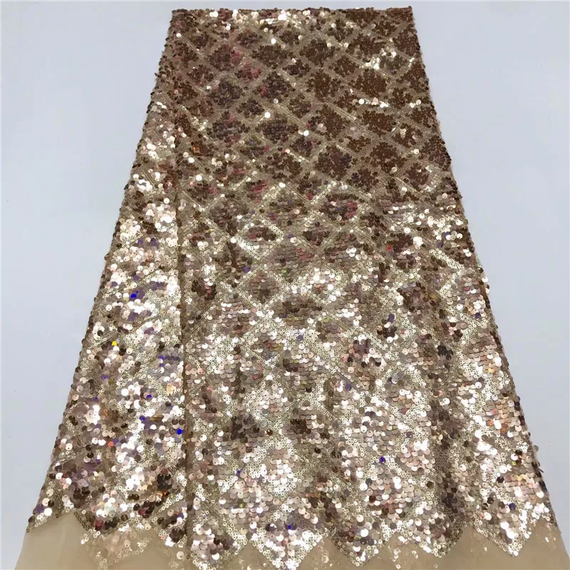 

2019 Latest French 3D Sequins Mesh Lace Fabrics High Quality African Tulle Lace Fabrics Sequins Wedding Nigeria Lace 5 Yards