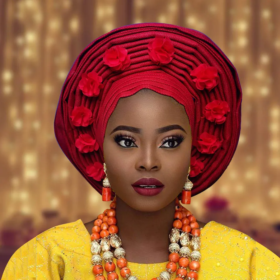 Нигерия Авто gele Африканский головной убор aso oke тюрбан нигерийский ebi с большими