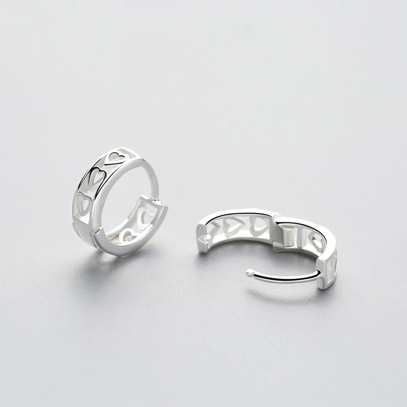 INZATT Real 925 Sterling Silver Hoop Earrings Cute Heart Pattern Trendy For Samll Women Accessories Jewelry Girlfriend Gift | Украшения и