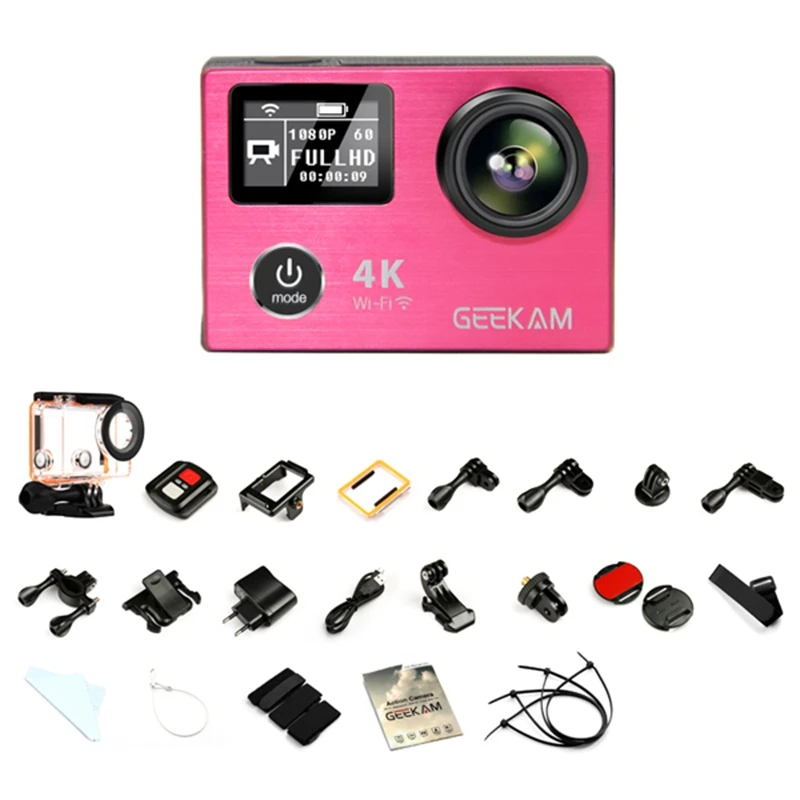 Geekam K8 Водонепроницаемый 1080 P 60fps 4 К Ultral HD Спорт Действие Камера Поддержка wi fi HDMI
