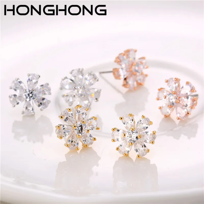 Простой и цветочным дизайном из серьги с цирконием кубической огранки пирсинг