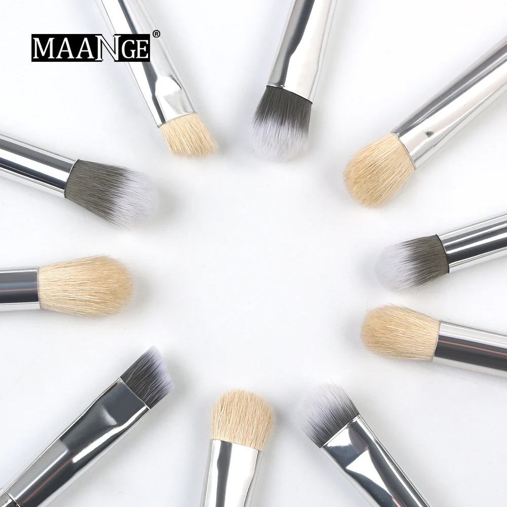 MAANGE Pro 10pcs Professional Makeup Brushes Set Pincel Maquiagem Cosmetics Brush Tools Kit Foundation Powder Goat Hair | Красота и