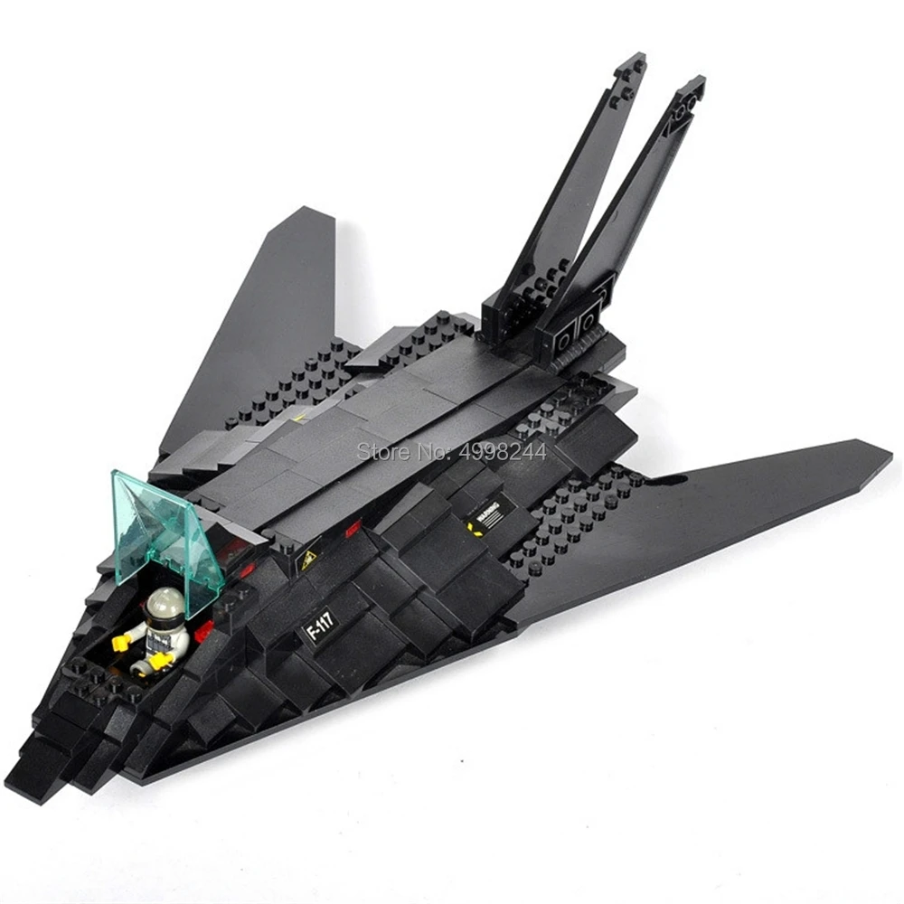 Sluban 0108 209 шт. Военный Черный F117 Невидимый бомбардировщик самолёт истребитель