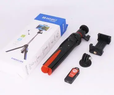 Orange Ulanzi BENRO MK10 селфи палка штатив Стенд 4 в 1 Выдвижной Монопод Bluetooth пульт дистанционного телефона крепление для iPhone X 8 Android Gopro - Цвет: Orange
