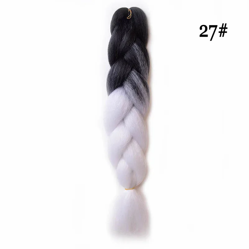 JUNSI, длинные, 23 дюйма, Ombre, синтетические, Jumbo, косички, вязанные волосы, золотой, розовый, серый, Pruiken, косы для наращивания волос для женщин - Цвет: 27
