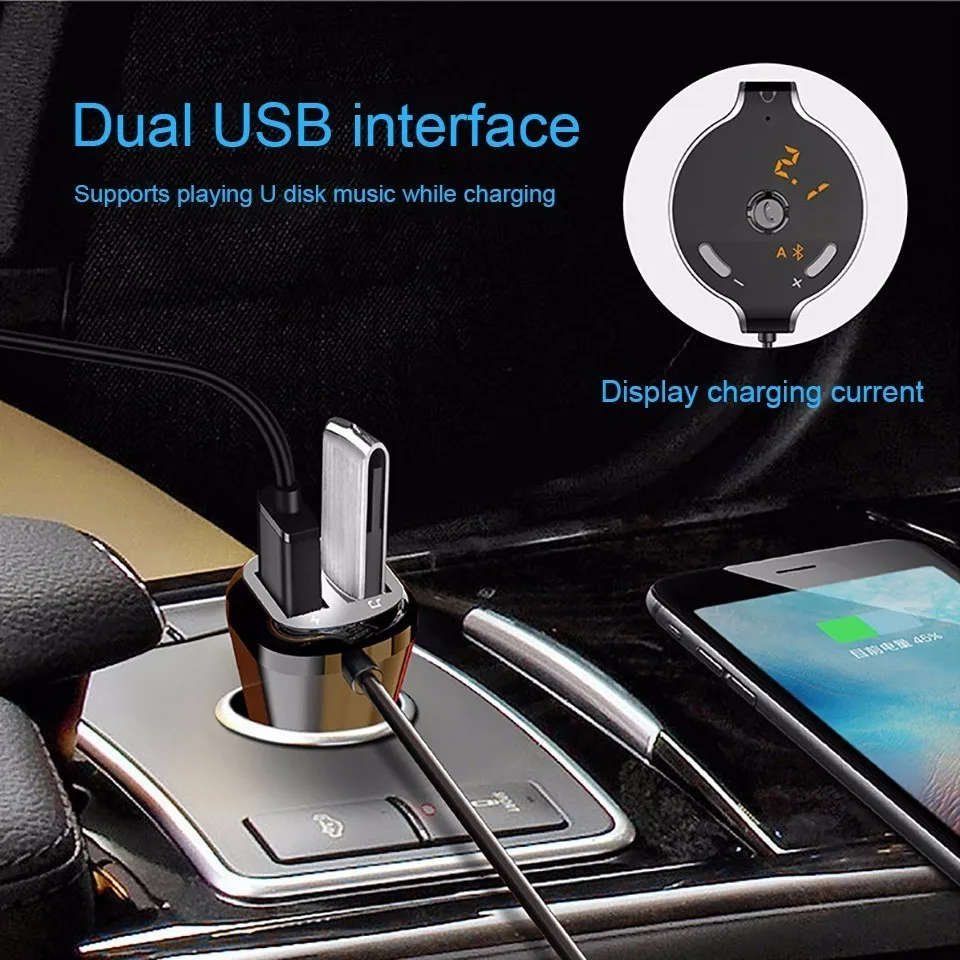 Беспроводной Автомобиль Bluetooth fm передатчик Aux Car Kit Hands free вызова Автомобильный MP3