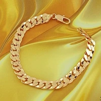 flat yellow gold filled womens mens bracelet curb chain 8 3in long