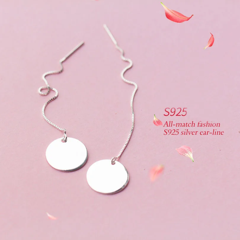 Charmily Authentic 925 Sterling Silver Geometric Shape Round Threader Drop Earrings For Party And Wedding Best Gift Love | Украшения и