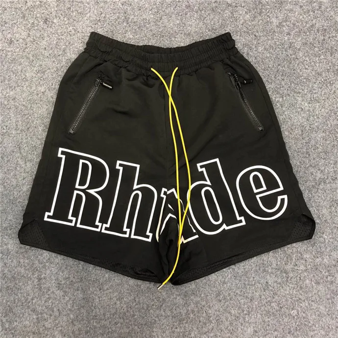 1 19SS Rhude логотип черный мягкий дышащий серый 3M отражением Поворот Белый Rhude шорты мужские свободные сетки нейлон Rhude Шорты Унисекс - Цвет: 1