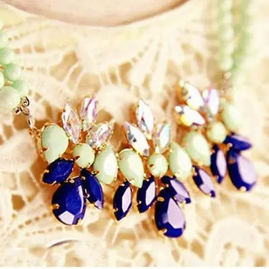 Зеленая жемчужина Shourouk цветок Gem дизайн воротник колье себе ожерелья и подвески