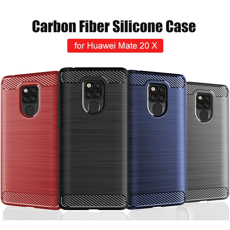 Чехол для Huawei Mate 20 X мягкий силиконовый матовый чехол из углеродного волокна Pro