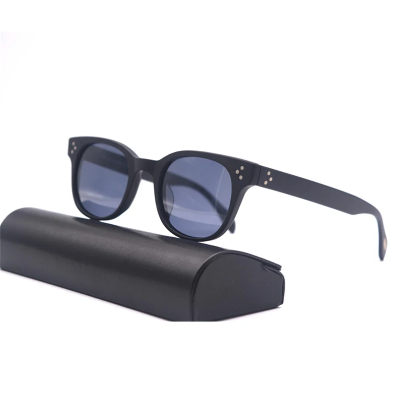 blue lens-black Очки тони старка Винтажные Ретро Овальные Солнцезащитные очки мужские поляризованные очки из ацетата Tony Stark солнцезащитные очки для вождения классическое железо мужские очки - Цвет линз: blue lens-black
