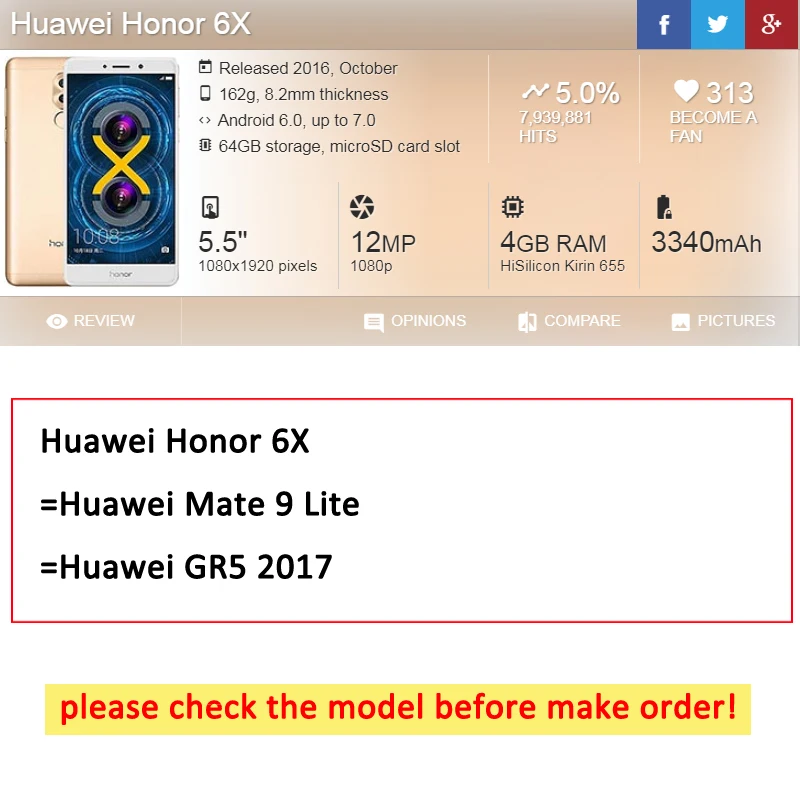 Чехол для Huawei Honor 6x тонкий мягкий силиконовый чехол-накладка 6X чехол GR5 2017 из ТПУ