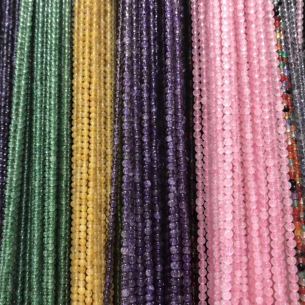 Круглые бусины из натурального камня 2 мм розовый кварц аметист лазурит агат для