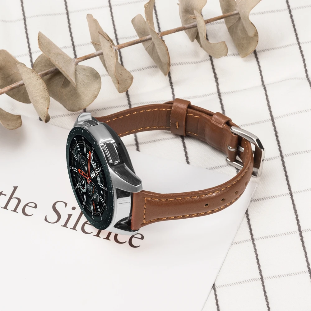 Ремешок для часов из натуральной кожи для samsung Galaxy Watch 42 мм 46 мм ремешок ретро браслет 20 мм 22 мм ремень для Galaxy Watch Active