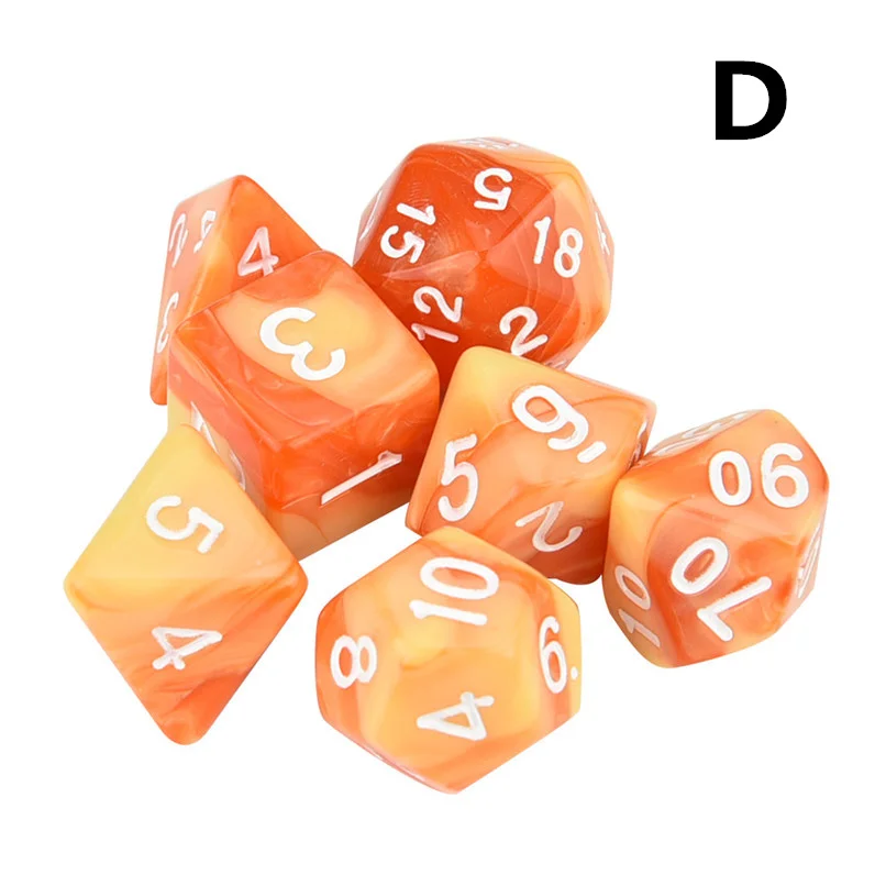 7 шт./компл. игра в кости TRPG игра многогранные D4-D20 мульти-сторонее акриловое кости 11 Цвета#2o23