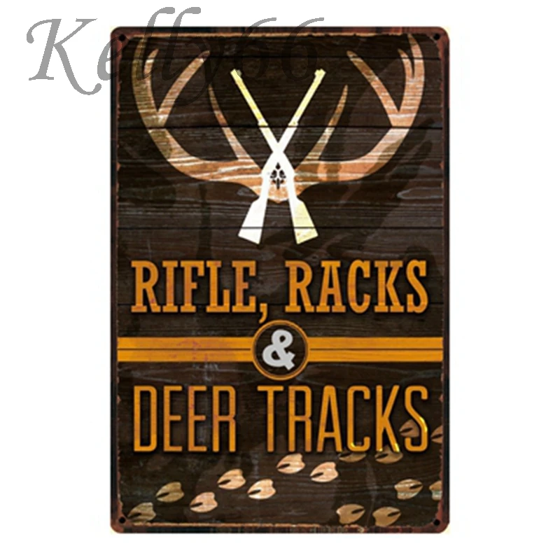 

[ Kelly66 ] Refle Racks Deer Tracks hunt Metal Sign Tin Poster Home Decor Bar Wall Art Painting 20*30 CM Size y-1206