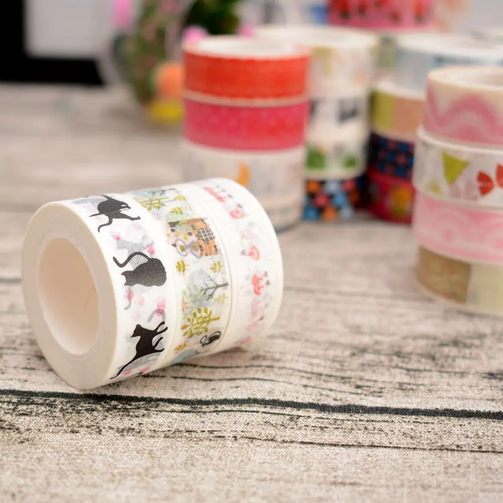 15 мм X 10 м милый кавайный цветок еда Животные декоративные васи ленты DIY
