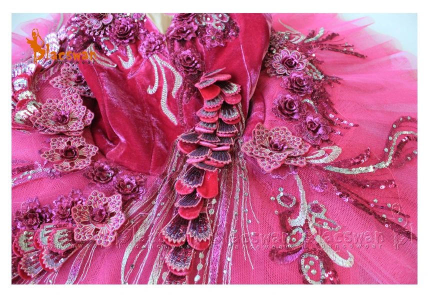 Красно фиолетовая профессиональная балетная пачка с сахарной сливой Балетная