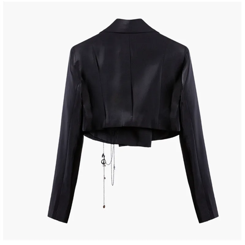 Женский короткий Блейзер на пуговицах черный пиджак ручной работы | Женская