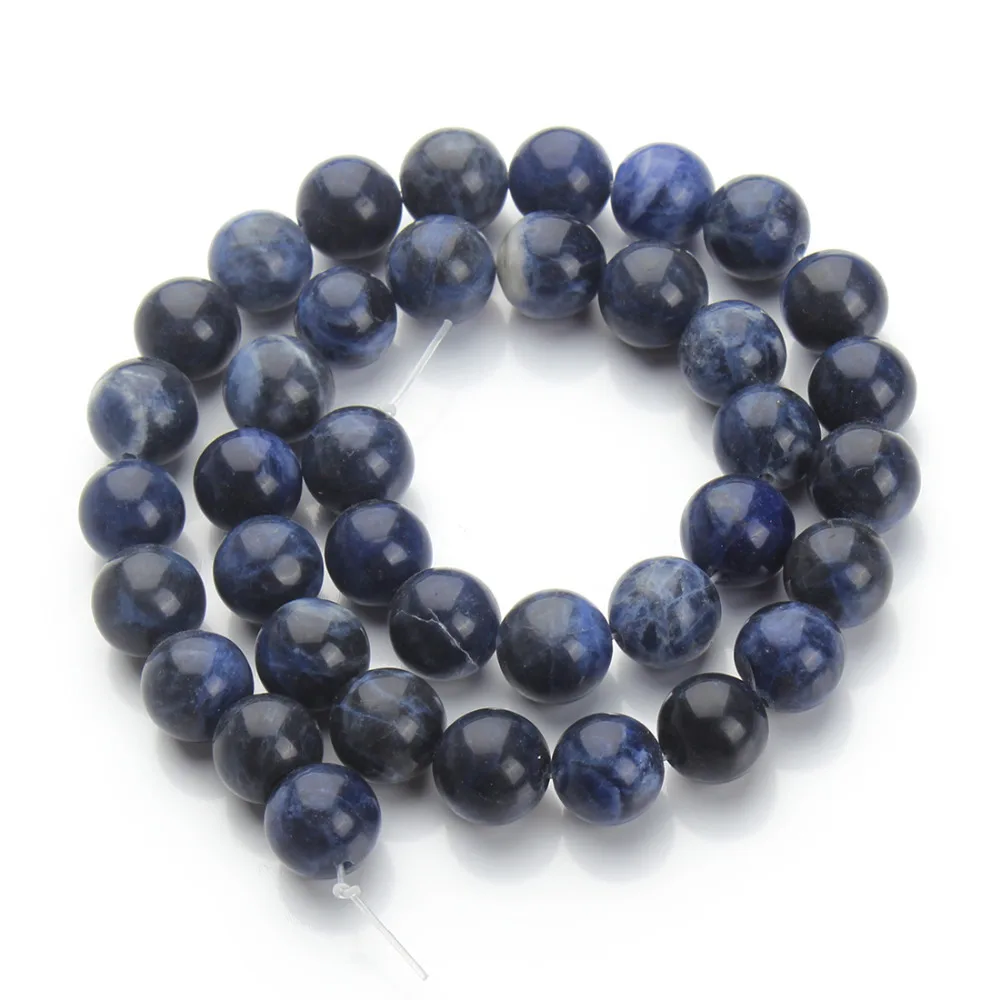 Круглые свободные каменные бусины-разделители голубой содалит натуральный