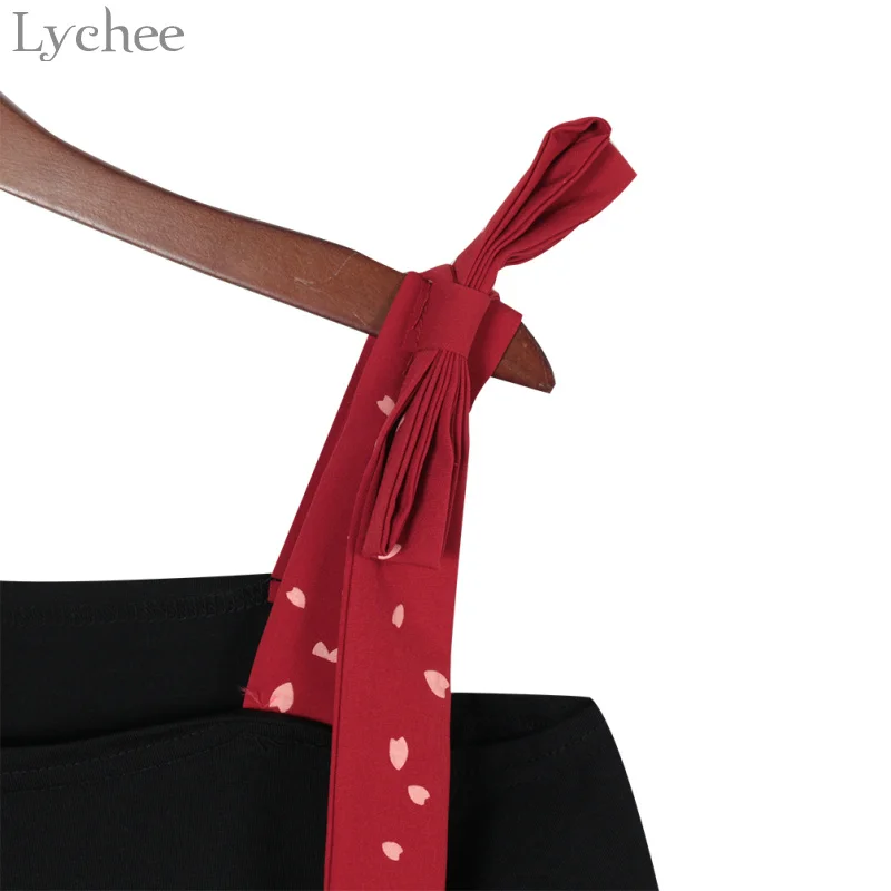 Летняя женская футболка Lychee в китайском стиле с вышивкой Сакура и Луны