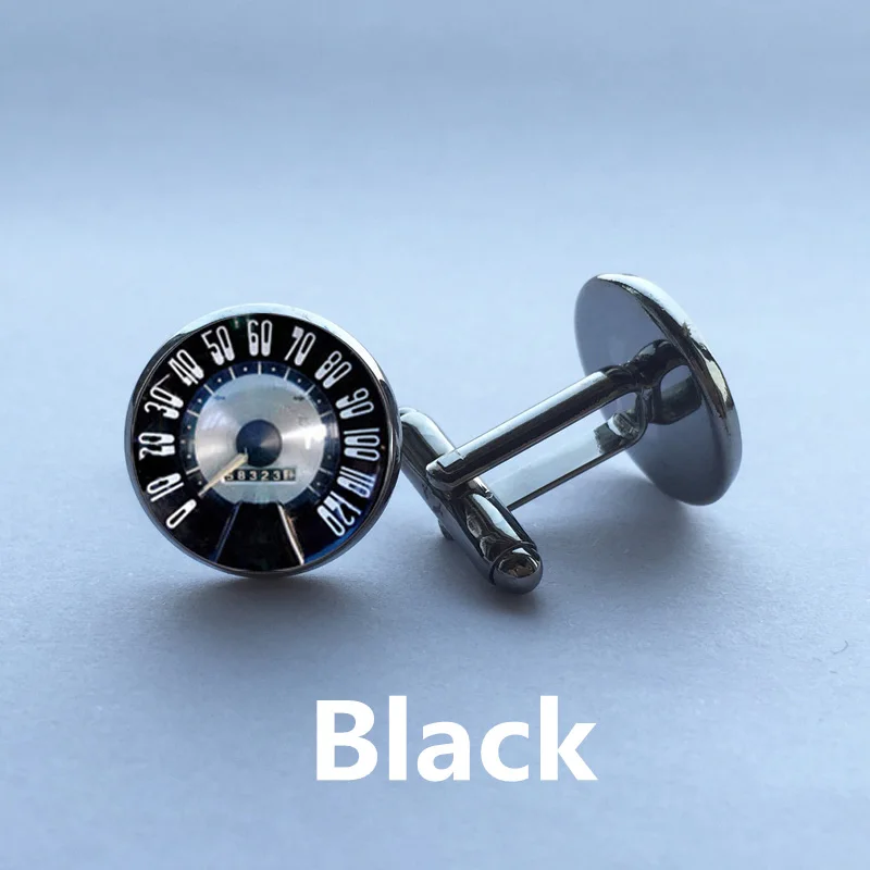 Стеклянные запонки 1 пара винтажные круглые со спидометром в стиле ретро|speedometer