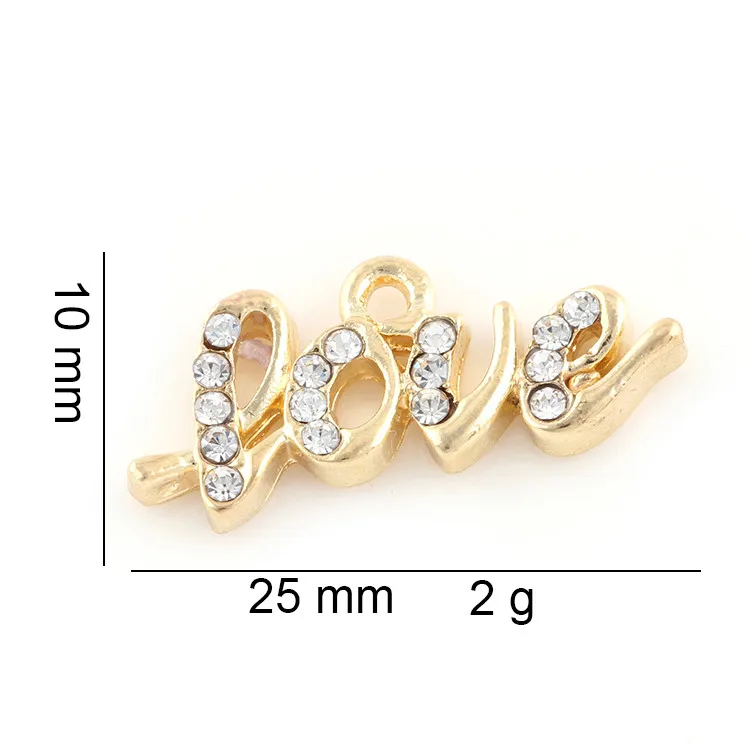 

10*25mm Silver Plated Crystal Letter LOVE Charms Pendant For Bracelet Necklace Jewelry Diy Women Jewelry Making Handmade
