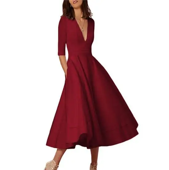 Style 9 TYJTJY винтажное осенне-летнее платье женское повседневное Элегантное Белое Бальное платье женские платья сексуальные длинные вечерние платья с v-образным вырезом размера плюс - Цвет: Style 9