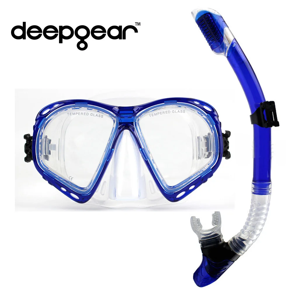 

DEEPGEAR Top diving set silicon scuba mask myopia lens snorkel mask dry snorkel Adult diving equipment for nearsighted divers