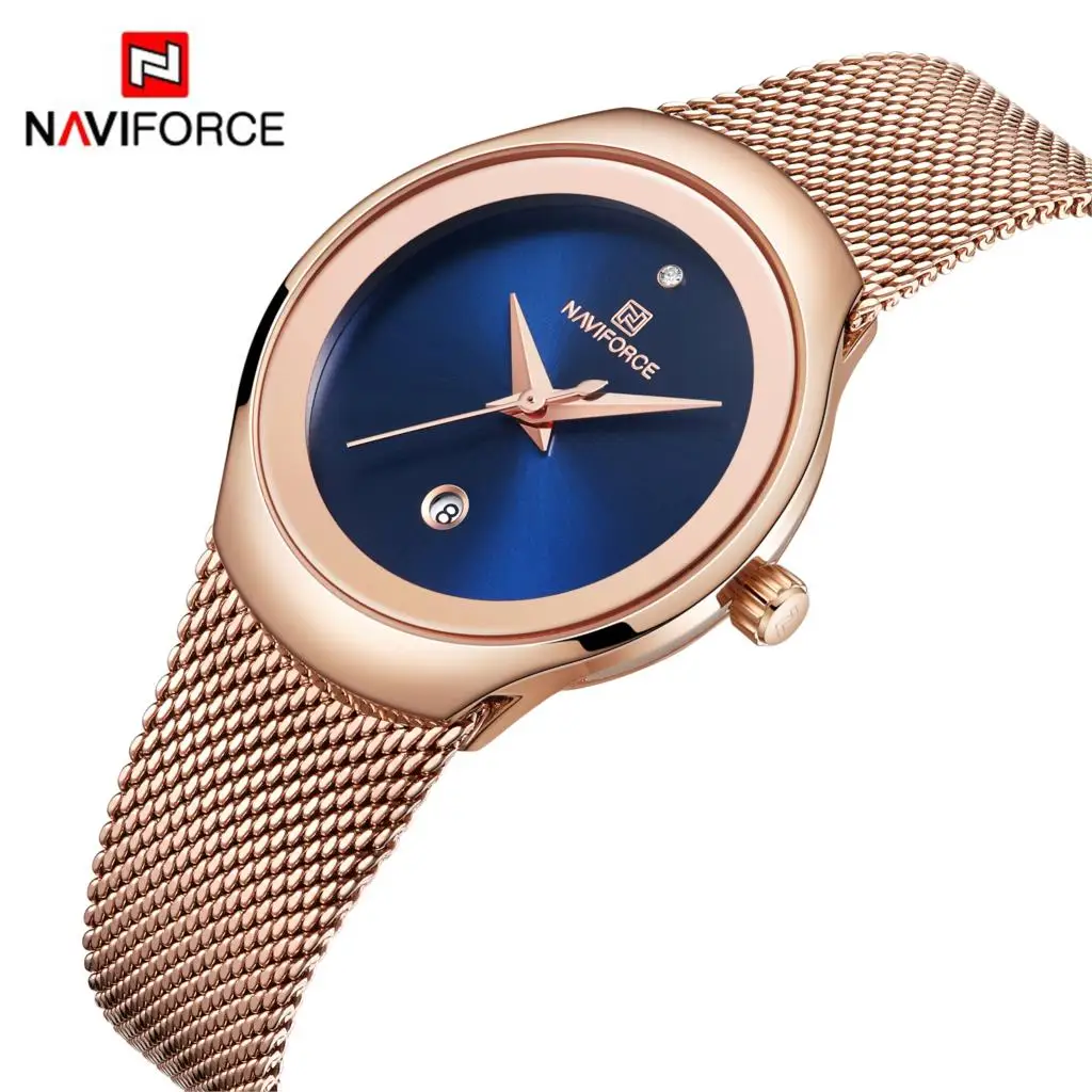 NAVIFORCE часы женские супер тонкие Серебристые сетки из нержавеющей стали лучший бренд класса люкс повседневные женские наручные часы женские Relogio Feminino