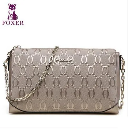golden FOXER женская сумка, новинка, модная сумка через плечо, сумка на цепочке с тиснением - Цвет: golden
