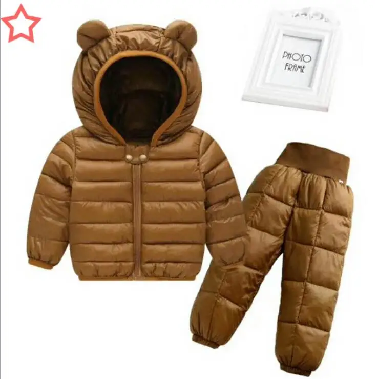 1-5 yrs 2019 new baby boy and girls winter hooded jacket coat+trousers Waterproof snow warm suit children clothing | Детская одежда и