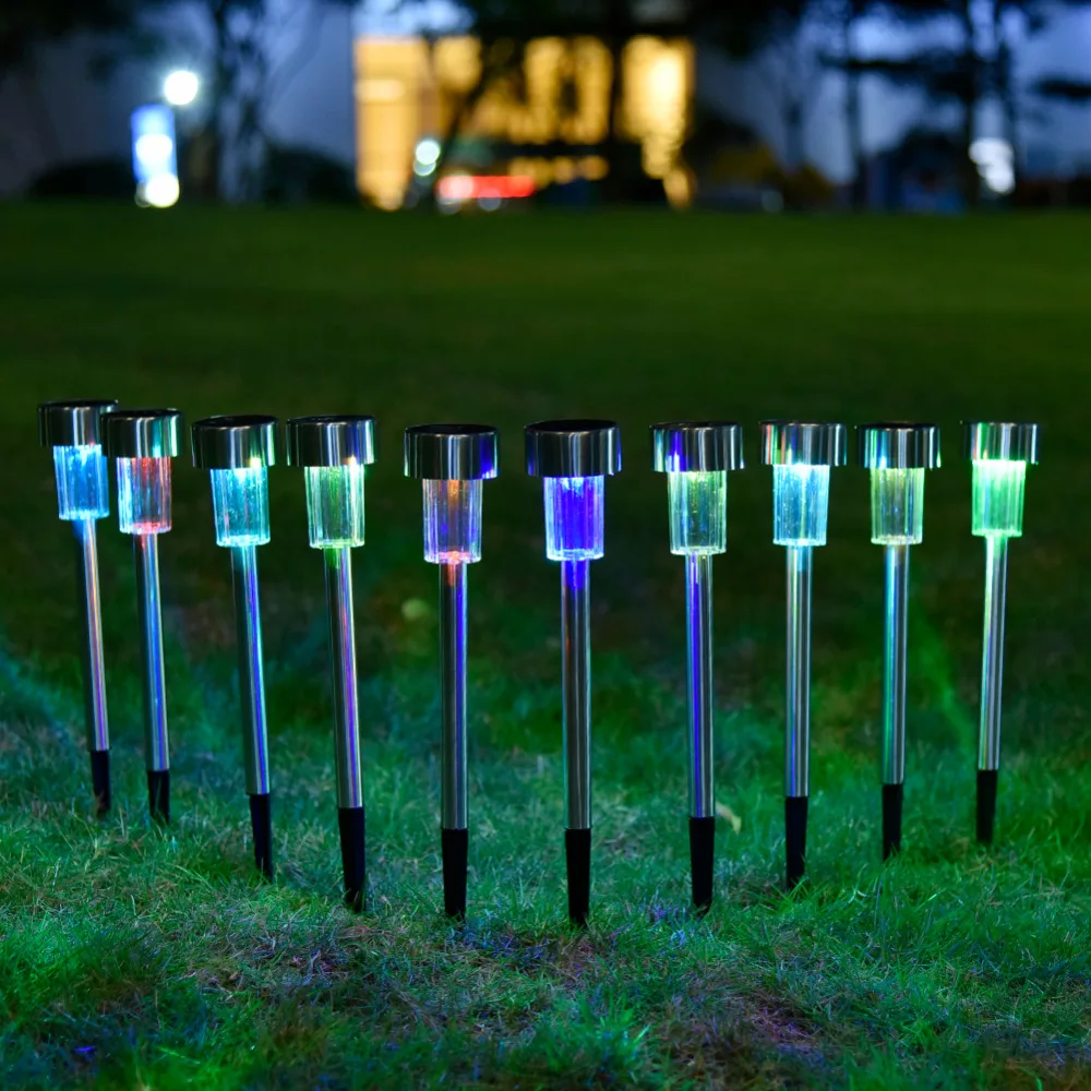 Лидер продаж Водонепроницаемый 10 шт. напольный свет Сада RGB белый Солнечный Пейзаж Двор Газон Путь лампы Открытый Decorotion