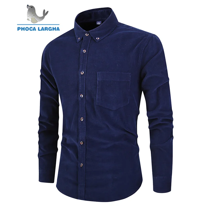 2019 вельветовый с длинным рукавом рубашка мужская повседневная приталенная