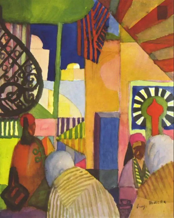 Высокое качество картина маслом холст репродукции на базаре (1914) по август Macke