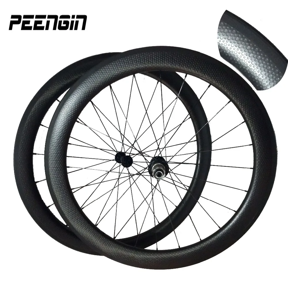 Carbon bike road mixed dimple clincher wheelsets 25mm wide U profile 45mm+50mm golf wheels rim novatec/Powerway R36 ceramic hubs