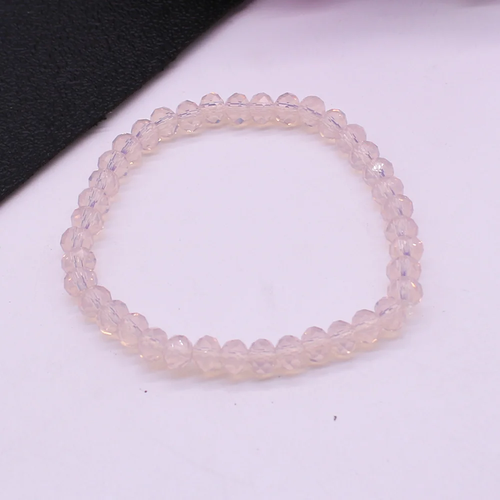 Light pink 6 мм браслет с кристаллами ручной работы из бисера женский браслет модное качество 19 разноцветные хрустальные бусы браслет с подвесками ювелирные изделия дружбы - Окраска металла: Light pink