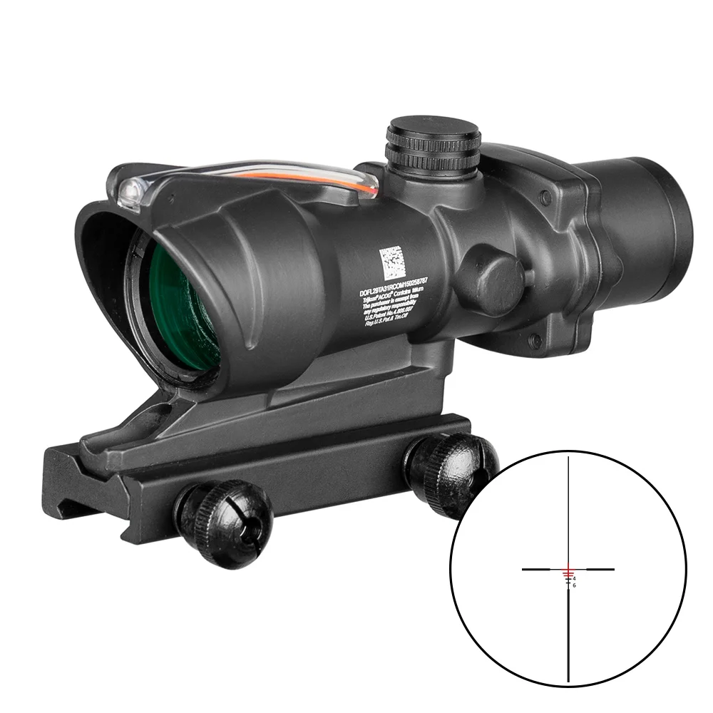 ACOG 4X32 охотничий прицел оптика из настоящего волокна красный зеленый с подсветкой шеврон стекло гравированное сетка тактический оптический прицел - Цвет: FW3-ACOG-272