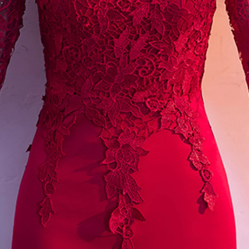 DongCMY Новые Длинные Формальные бордовые кружевные вечерние Платья Vestidos Русалка халат de soiree элегантное платье