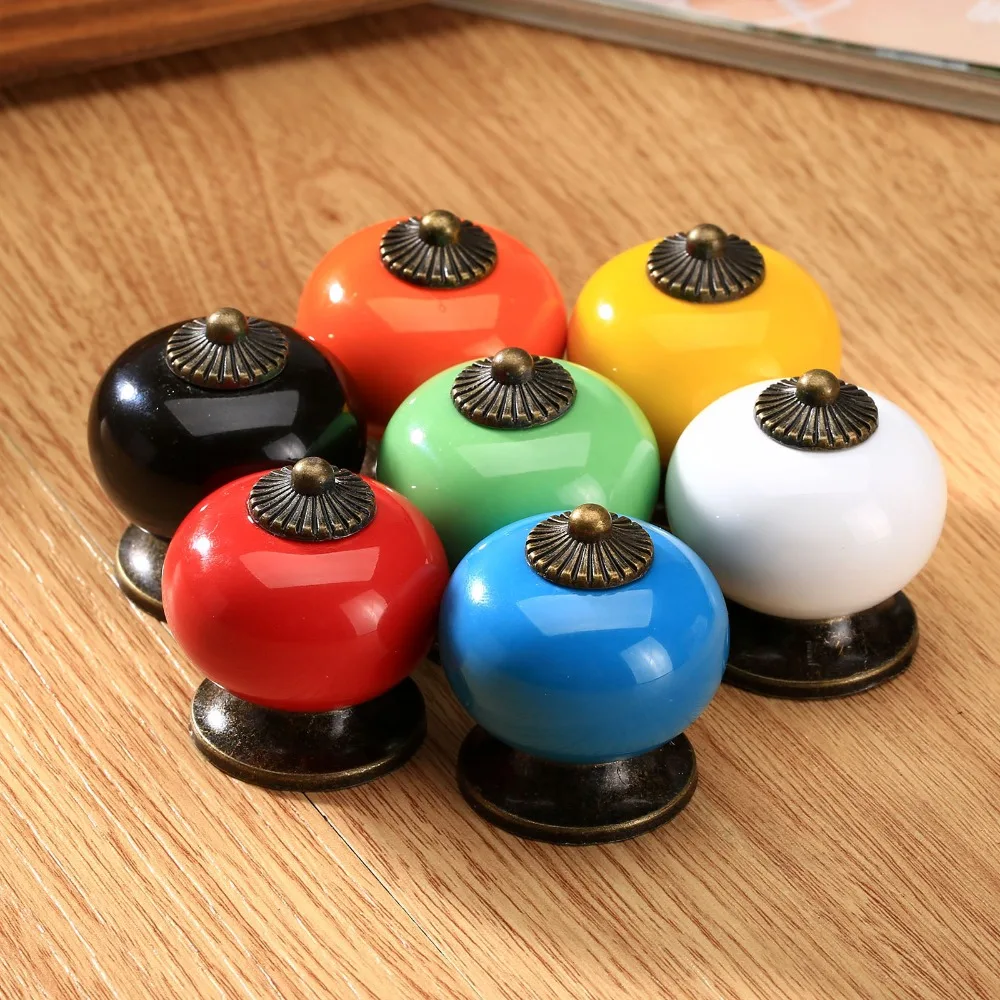 Винтаж Керамика мебельной дверцы Ручка Потяните ручки шкаф ящик комод Кухня