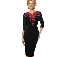 new womens work business office pencil dress legant lace embroidery flower casual party evening special occasion bodycon dresses