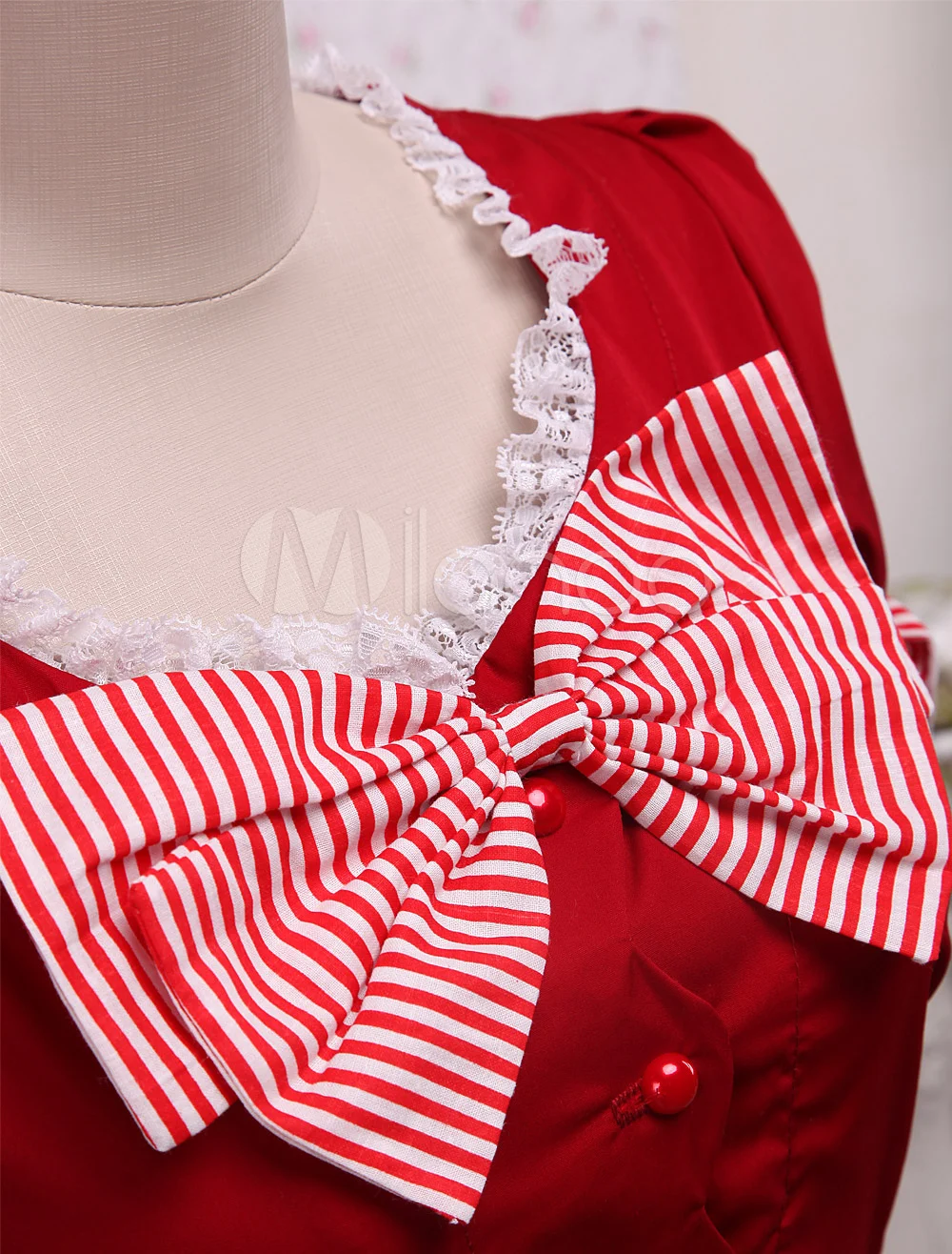 

Cotton Red Bow Classic Lolita Dress with Bows
