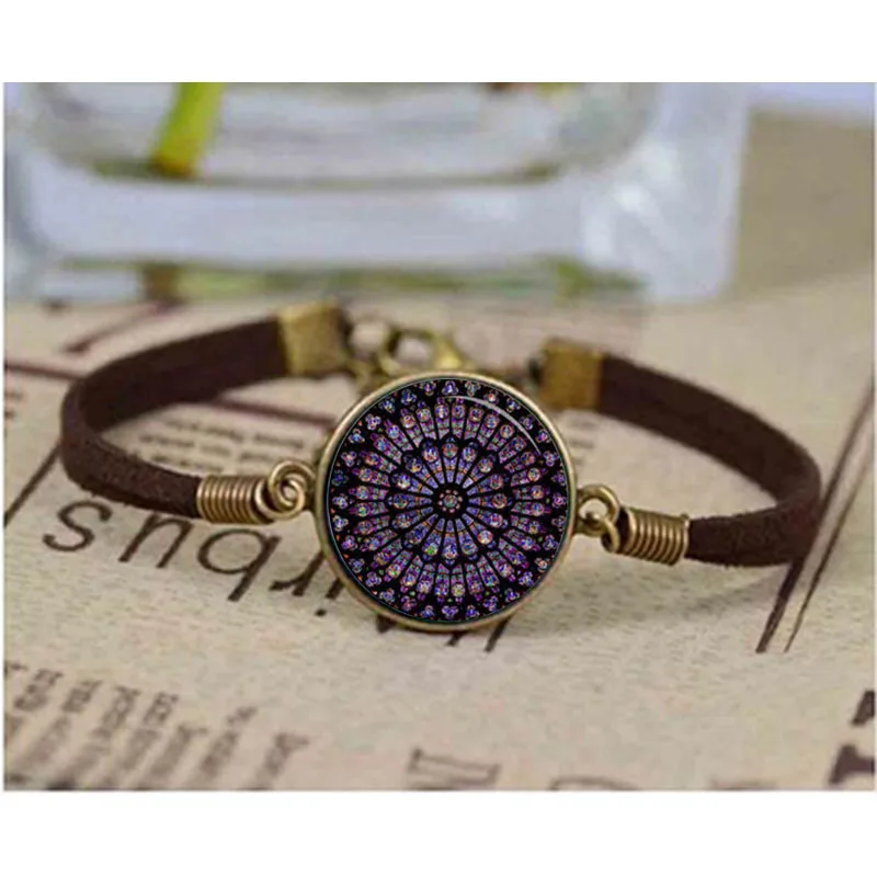 Браслет с розовым окошком из витражного стекла в Парижском Стиле|bracelet bracelet|bangle