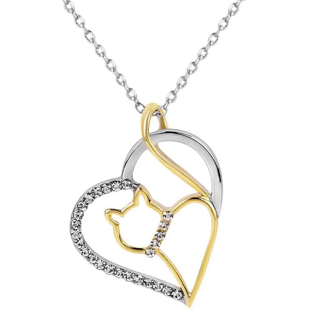 1 шт. Chic Для женщин Серебряный Цвет прекрасный кот кристалл кулон Цепочки и