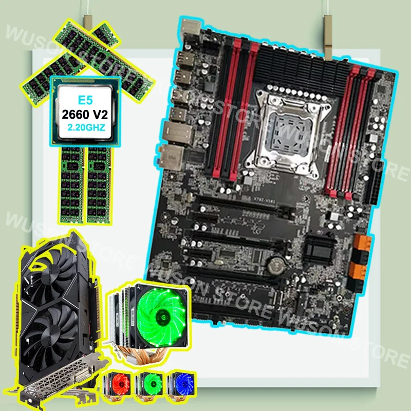 Известный бренд Runing super X79 материнская плата с видеокартой GTX1050TI 4G CPU Xeon 2660 V2 2 GHz