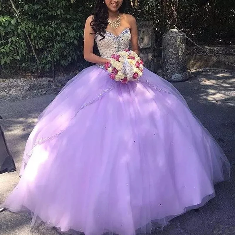 

Очаровательное бальное платье лавандового цвета, платья для Quinceanera 2019, милое платье с бисером и блестками 16, многоярусная юбка, платье для вы...