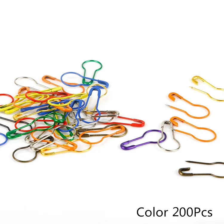 Color Safety Pins 200 штук, металлические безопасные булавки в форме калабаша, блокировка стежка, маркер, блокировка, булавки, игла, зажим, маркер для вязания, Gehaakte, Декор, сделай сам, ремесло - Цвет: Color Safety Pins